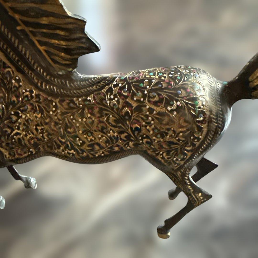 アンティーク　金属製　馬の彫刻　馬の飾り物