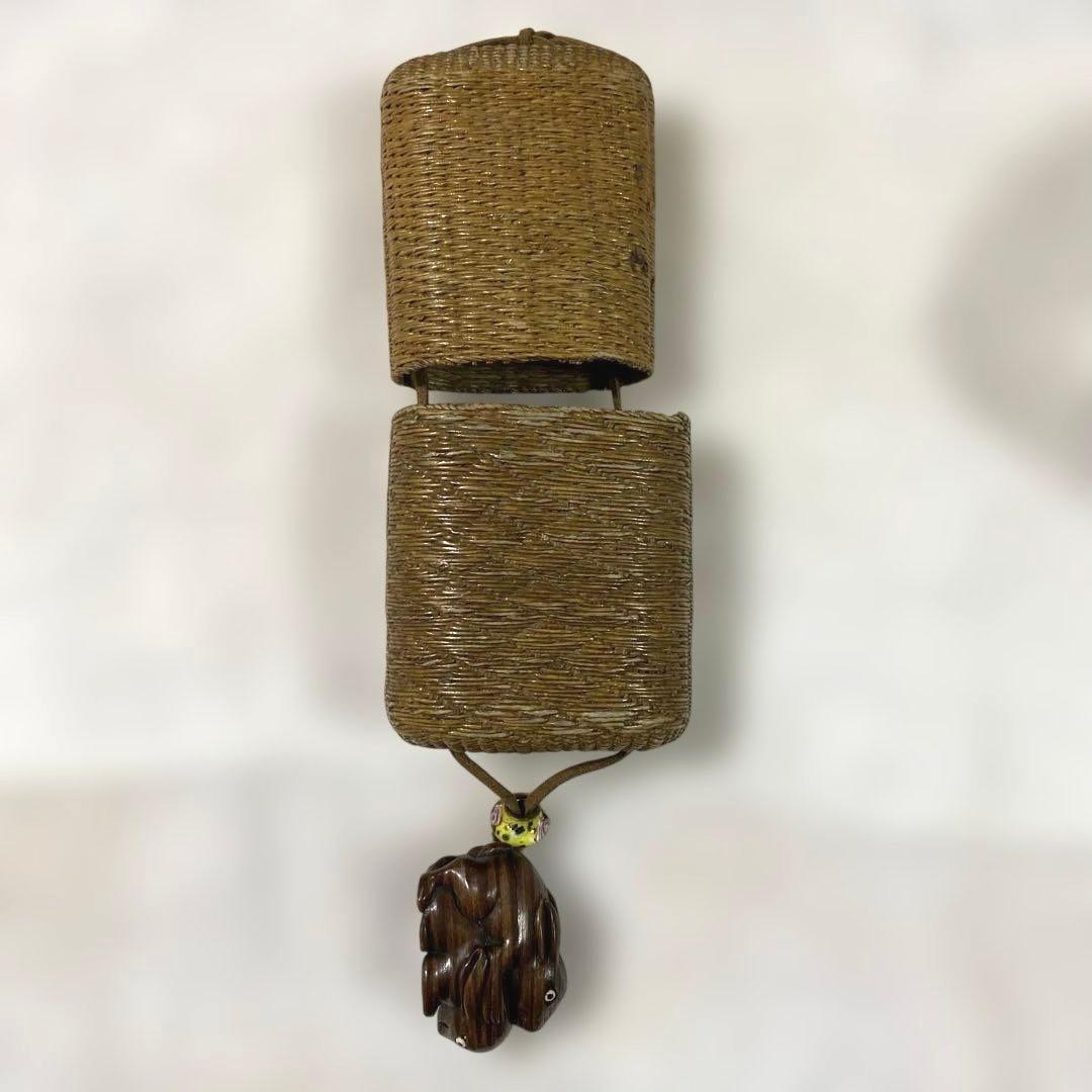 A-6 提物　下げ物　竹細工　在銘　根付　小物入れ　雑貨　時代物　美術品　工芸品