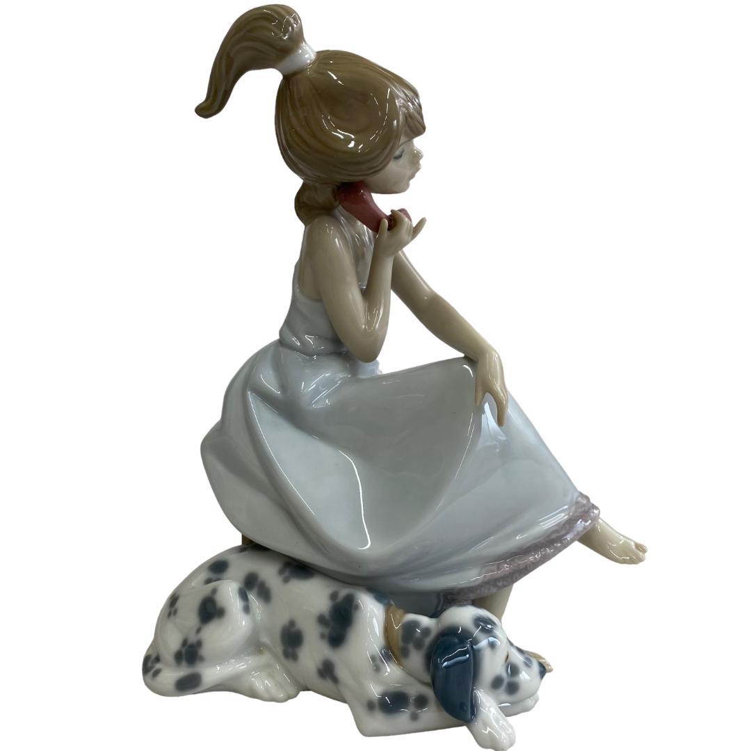 yj37 LLADRO リヤドロ No.5466 『大事な電話』 少女 犬 置物