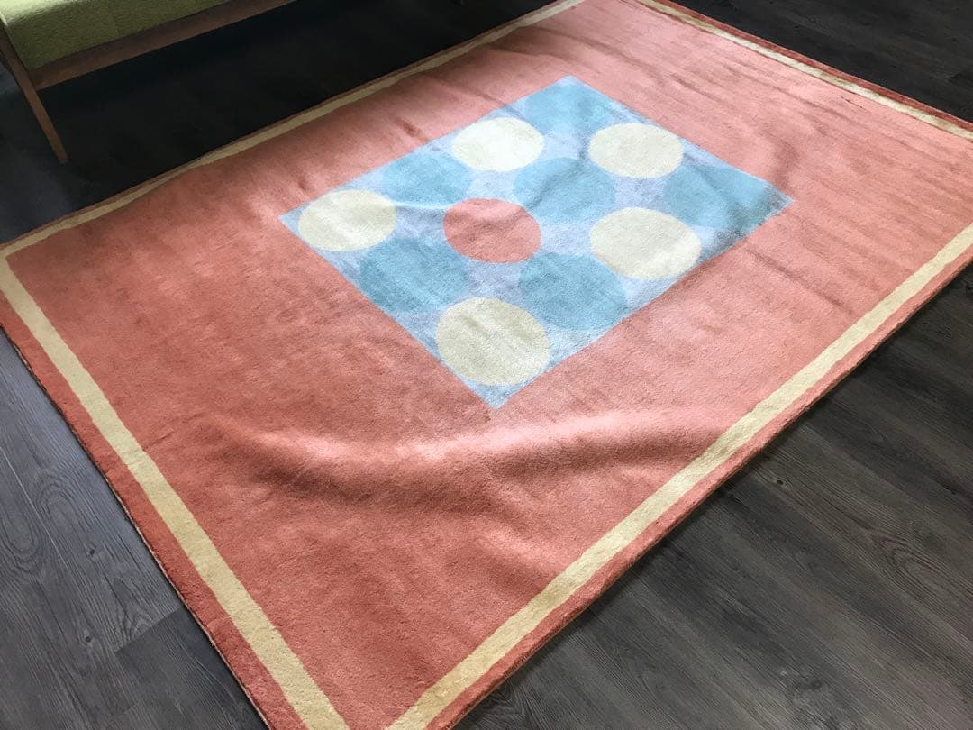 美品 144x201cm 手織り パキスタン 絨毯 ラグ ラグマット 幾何学模様