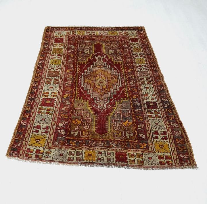 お値下げしました！ビンテージウールラグ　トルコ　トライバル