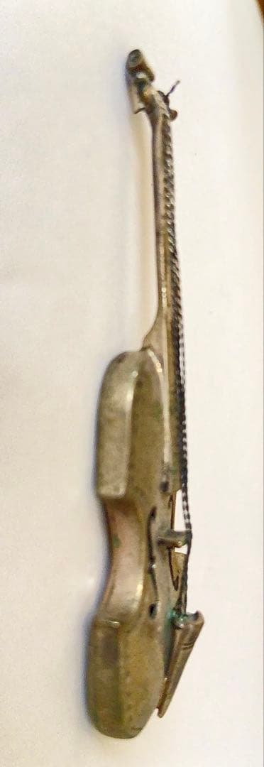 アンティーク年代不明　800刻印 金属製バイオリンとスタンドセット