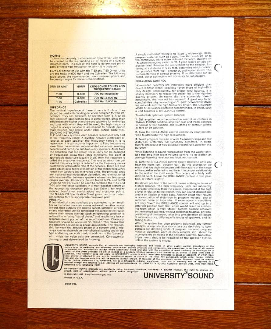 ユニバ－スティ　サウンド　ドライバ－T-50　スピ－カ－　2個　名器です！