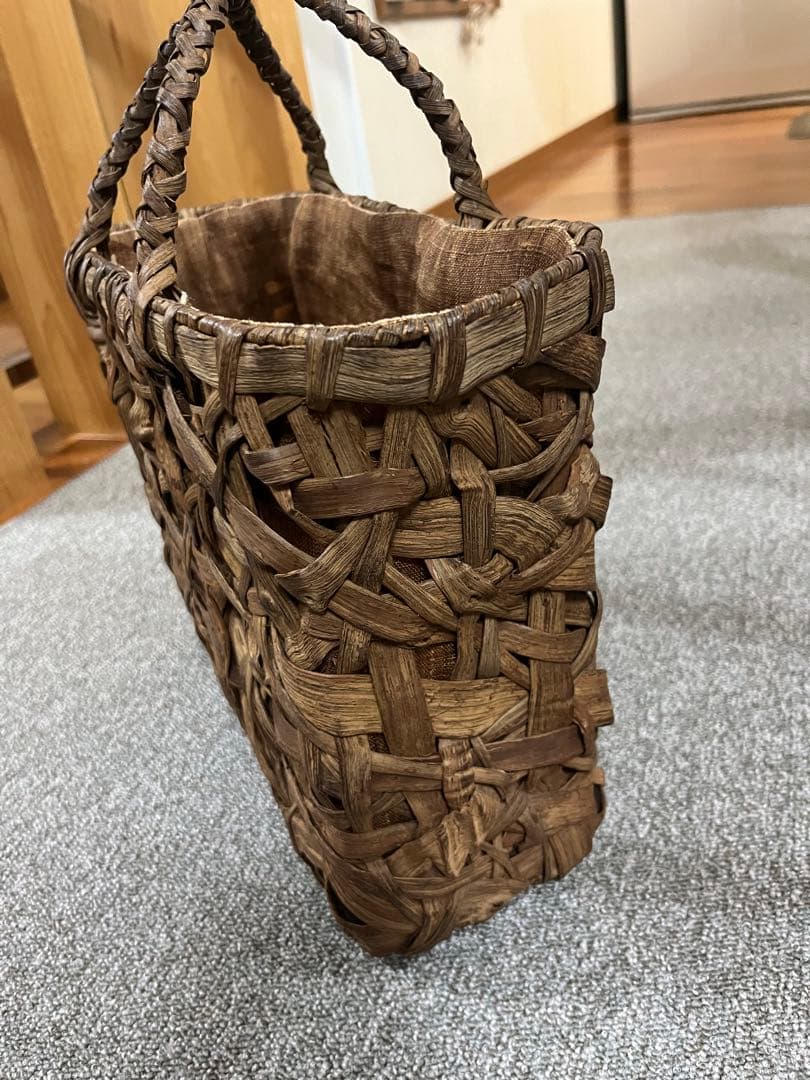 山葡萄　籠バッグ　国産　乱れ編み　内布あり