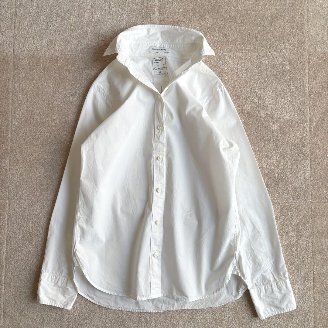 マディソンブルー＊ウォッシュドアウトシャツ　白　ホワイト　コットン　01