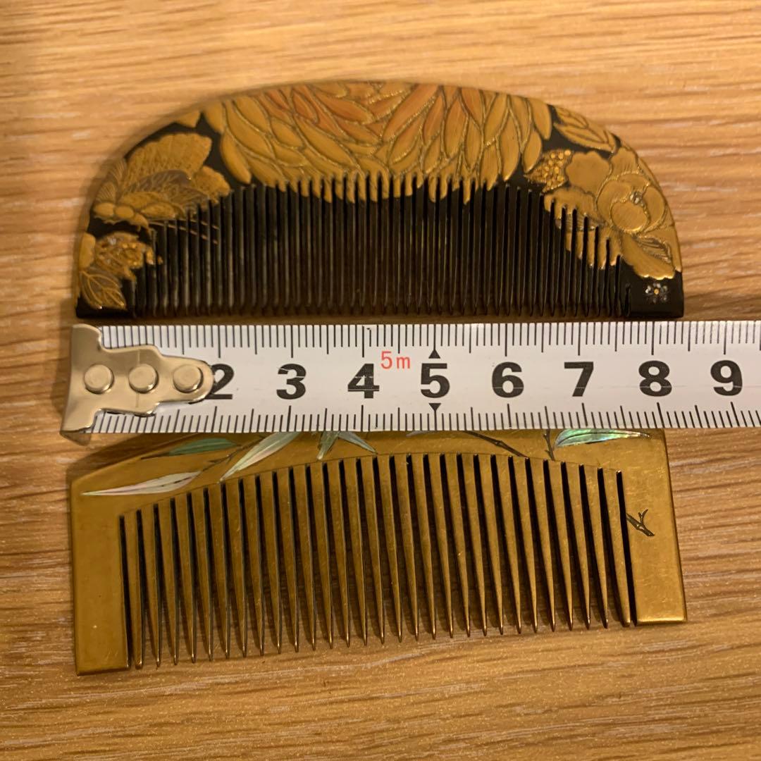 アンティーク　鼈甲　厚み　黒甲　金蒔絵　かんざし　簪