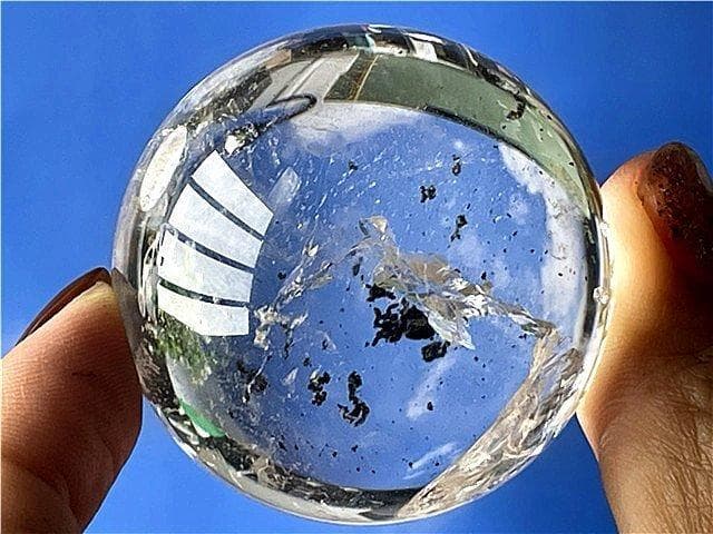 AAA級★天然レインボー水晶丸玉B88B1/198B06C