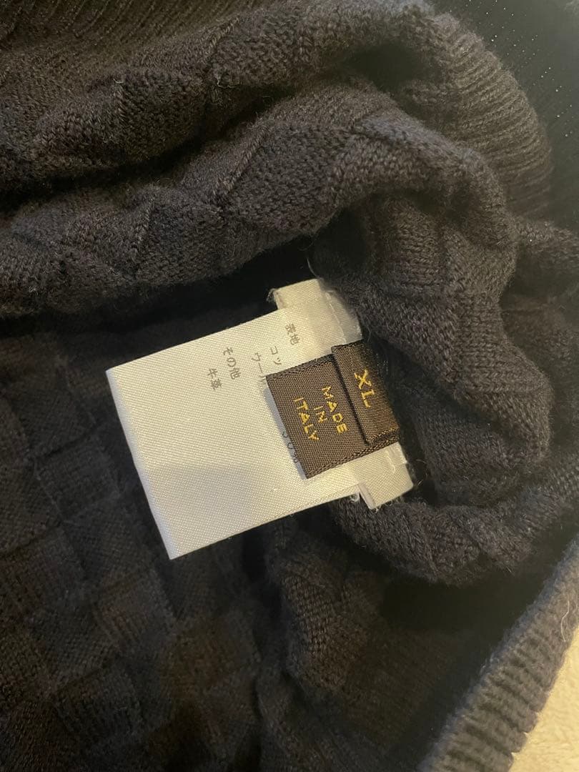 LOUIS VUITTON ブラックダミエ柄　ニットセーター　　XL