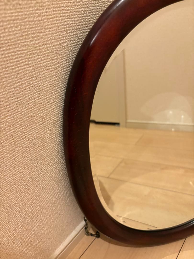 【美品】オールドカリモク karimoku オーバル ウォールミラー A6095