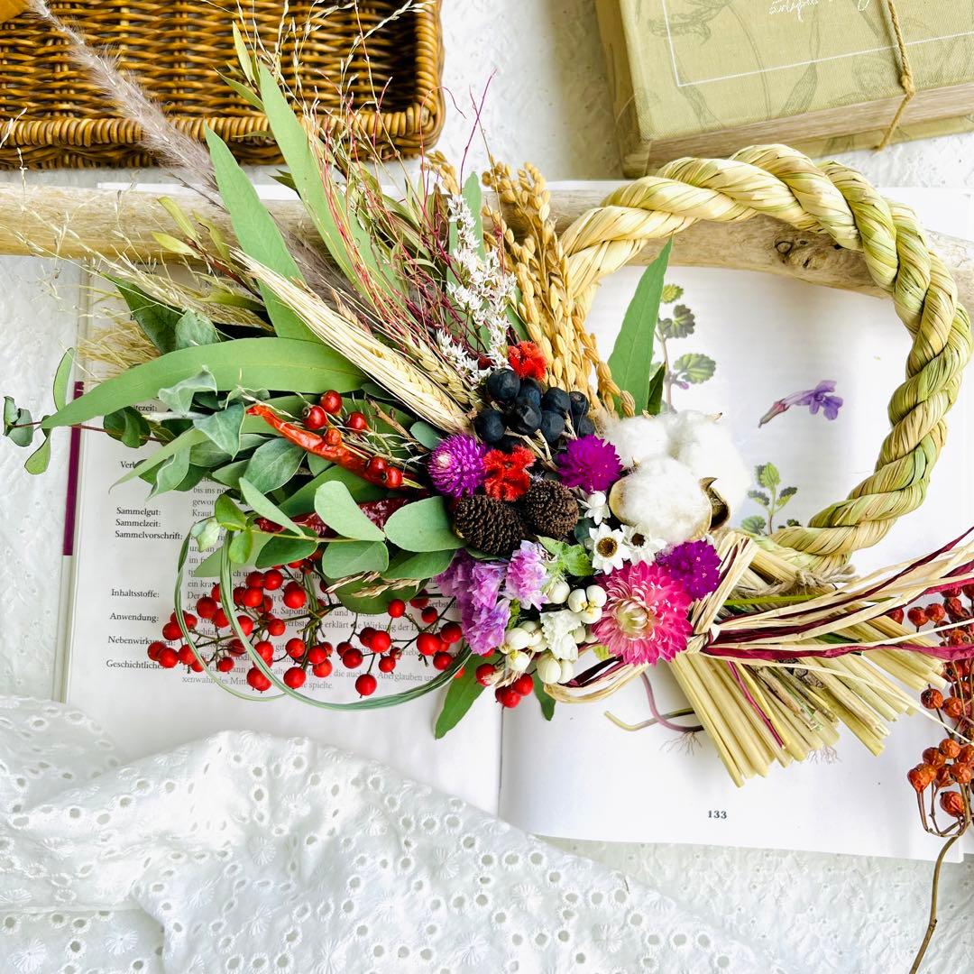 スワッグになるしめ縄2024 しめ縄リース　しめ縄スワッグ　しめ縄ブーケ