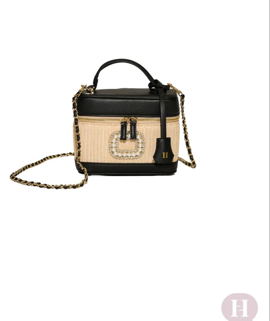 Raffia Effect Crystal Vanity Bag カゴバッグ