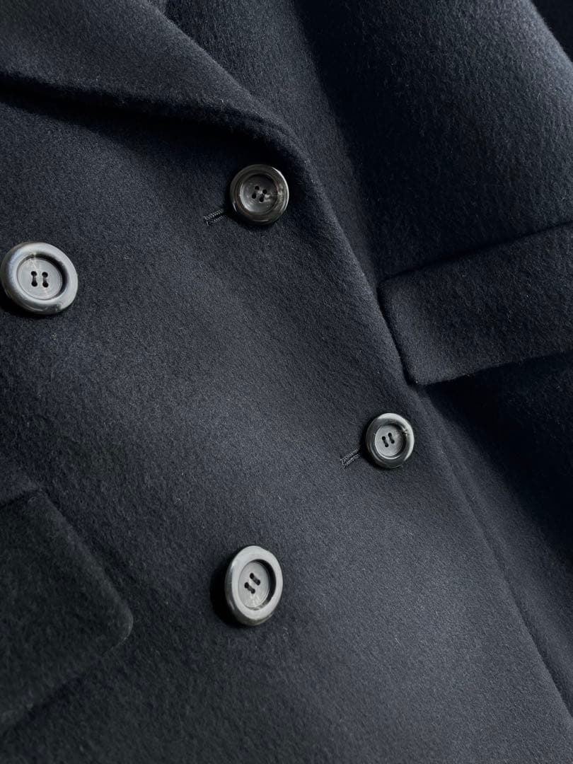 美品✨ティアラ　6.4万　ウール　ダブルブレスト　　コクーンPコート　黒　F