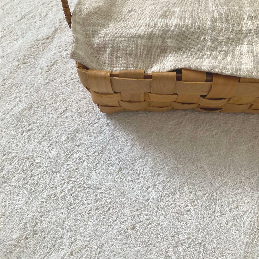 E 北欧ヴィンテージ1950s伝統織りリネンのテーブルクロス（特大サイズ