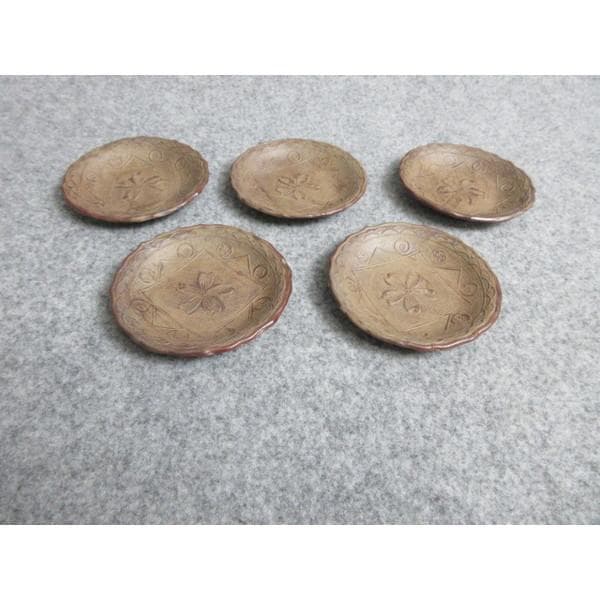 備前焼せんべい皿五弁の桜図5枚 [B28416]