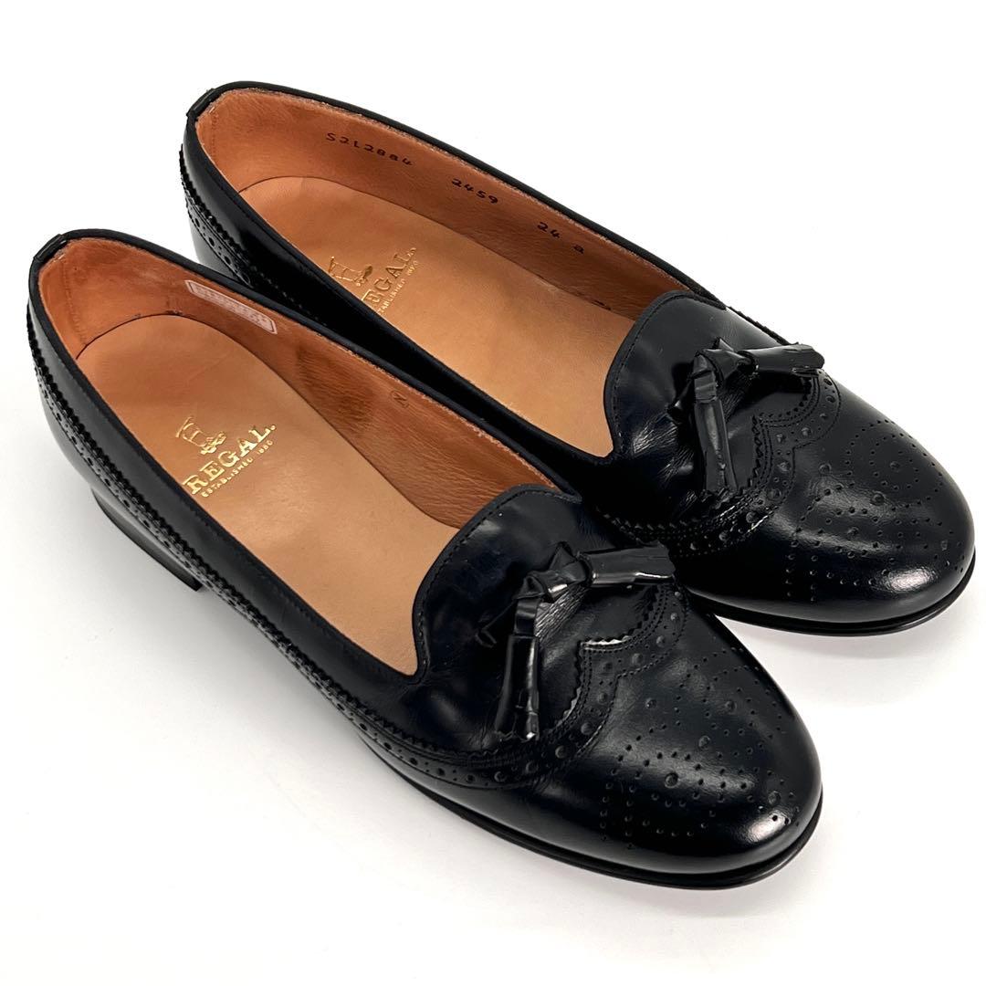 【美品】REGAL 本革 ウイングチップ タッセルローファー パンプス 24cm