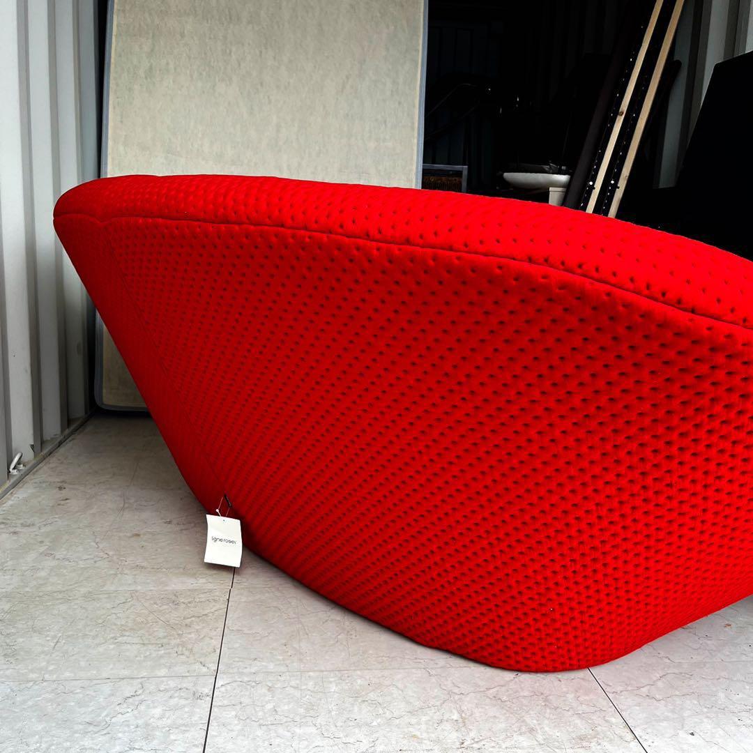 取付無料！フランス リーンロゼプルム2Pソファ レッドファブリックソファ✨