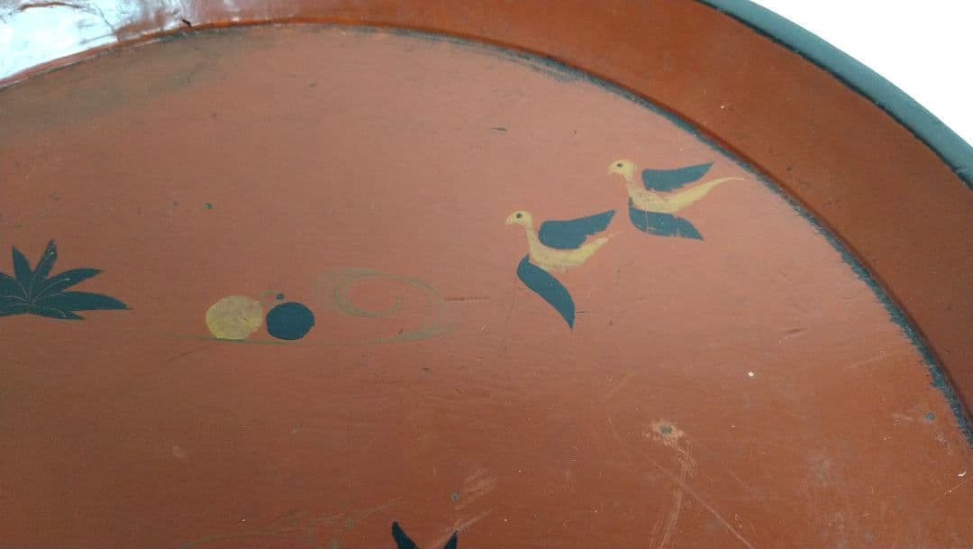 漆器　盆　鳥文　骨董
