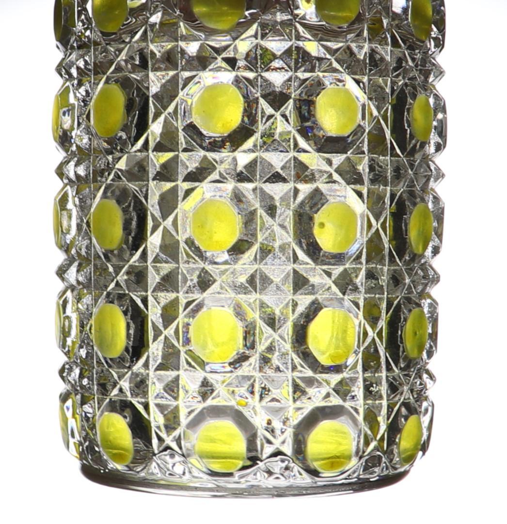 オールド・バカラ 上級作品 黄緑色被せエナメル彩金彩香水瓶14.5cm ボトル