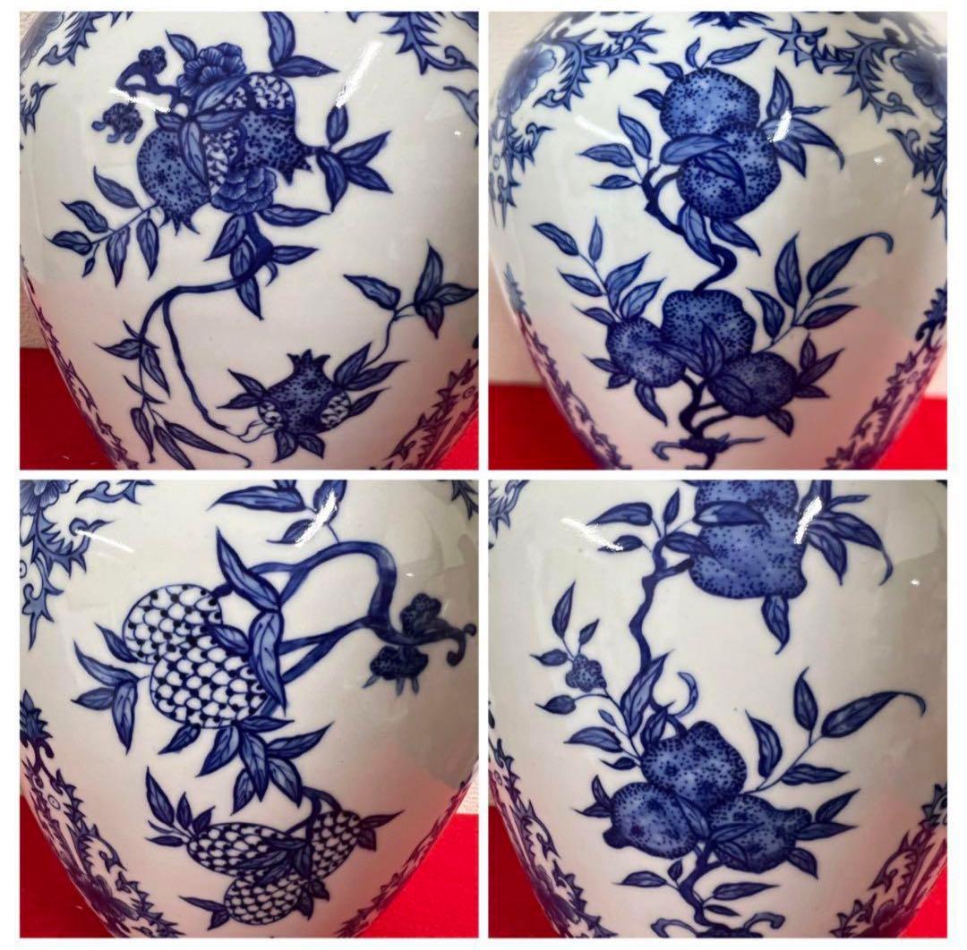 中国古美術　清時代 乾隆年製　青花花卉文　青花瓷 花瓶y117