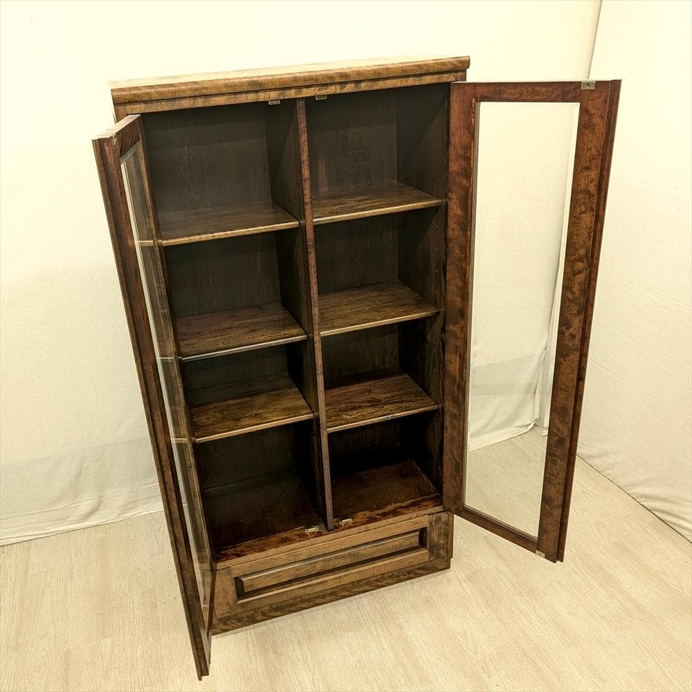 九州民芸家具　漆 うるし塗り　本棚　本箱　ブックシェルフ　キャビネット　飾り棚