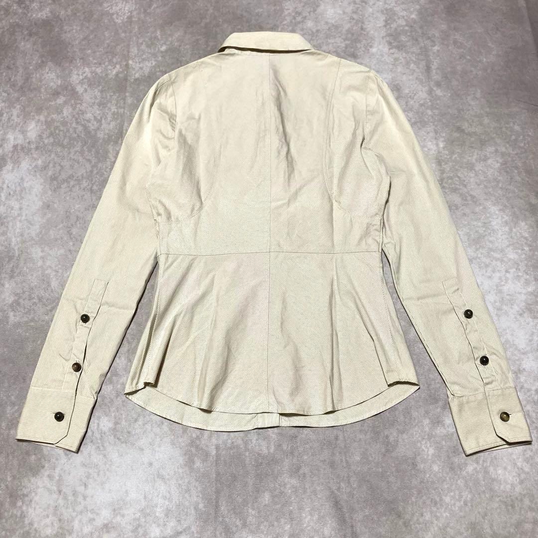 希少　グッチ　GUCCI （40） 長袖シャツ　ブラウス　ストライプ　特殊ボタン