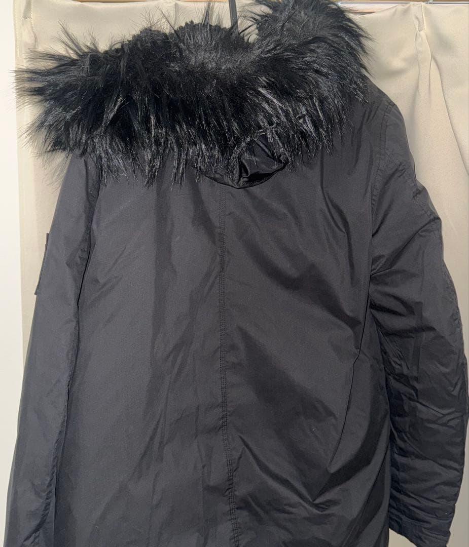 DIESEL ファー付きモッズコート　ダウン　黒