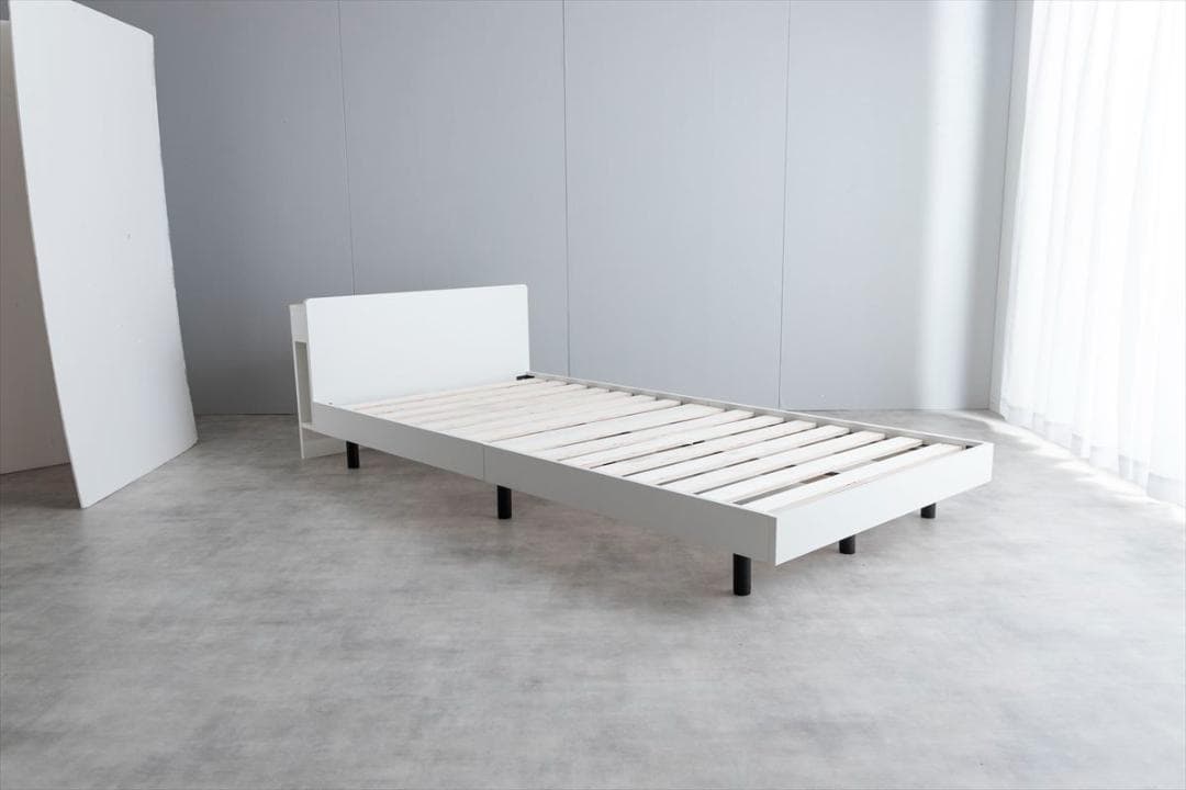 【送料無料】【S】コンセント・宮付きすのこベッド(マットレス付き) 収納 天然木