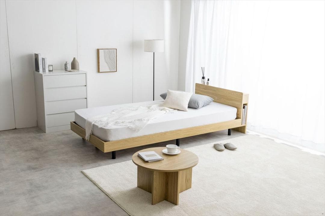 【送料無料】【S】コンセント・宮付きすのこベッド(マットレス付き) 収納 天然木