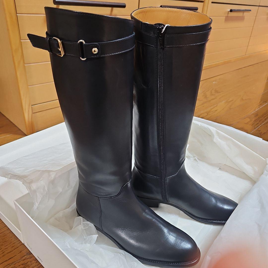 限定TOMORROWLAND　ブラックレザー ロングブーツ