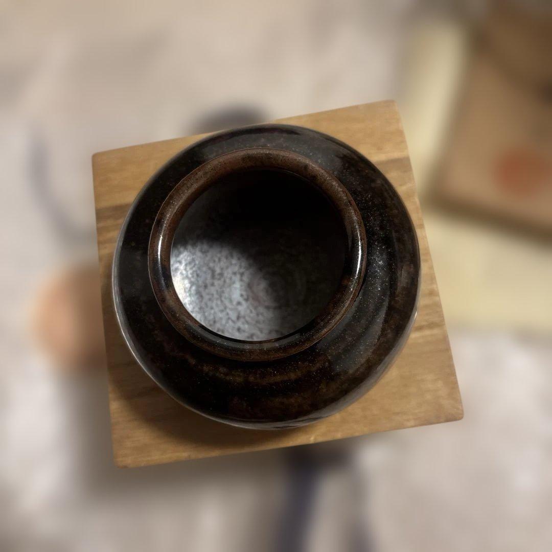 内海茶入 共箱 仕覆付　稜華文錦