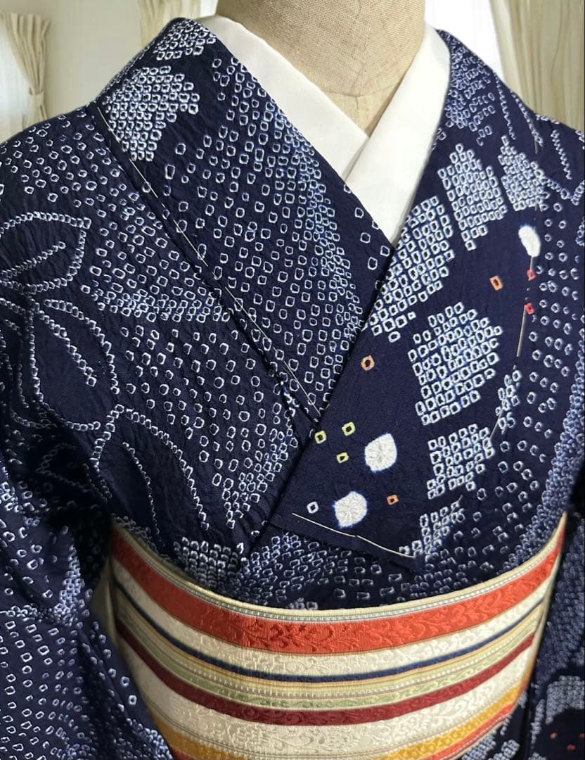 希少サイズ❣️身幅大❣️トールサイズ‼️新品✨有松鳴海絞り浴衣　藍染