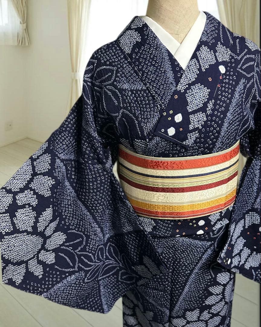 希少サイズ❣️身幅大❣️トールサイズ‼️新品✨有松鳴海絞り浴衣　藍染