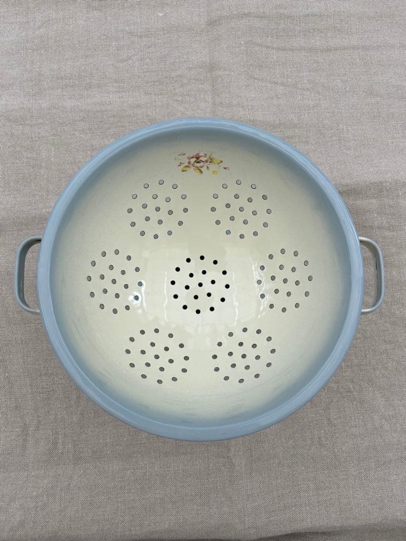 イマン　琺瑯　パンジーブルー　コランダー