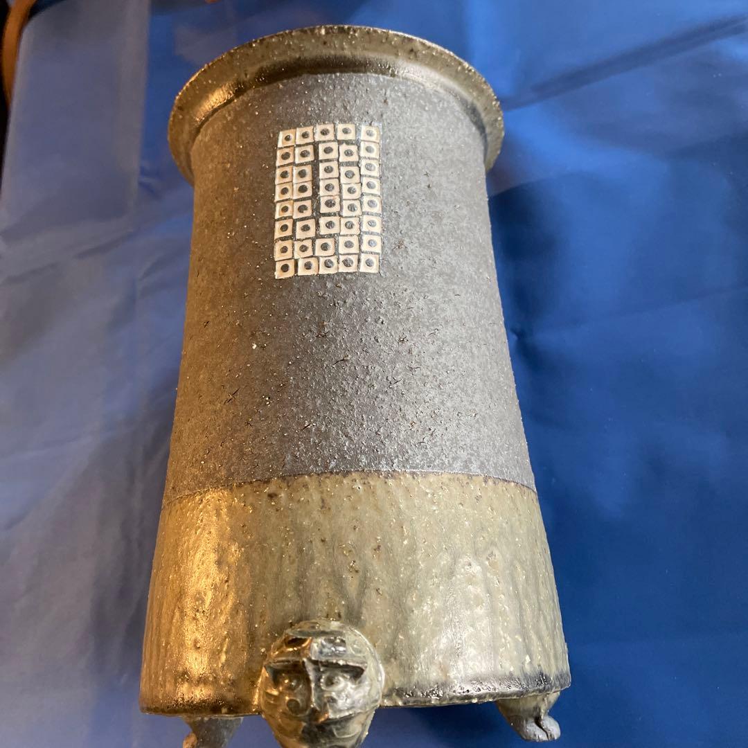 珍品　獣足花瓶　名工吉川充作