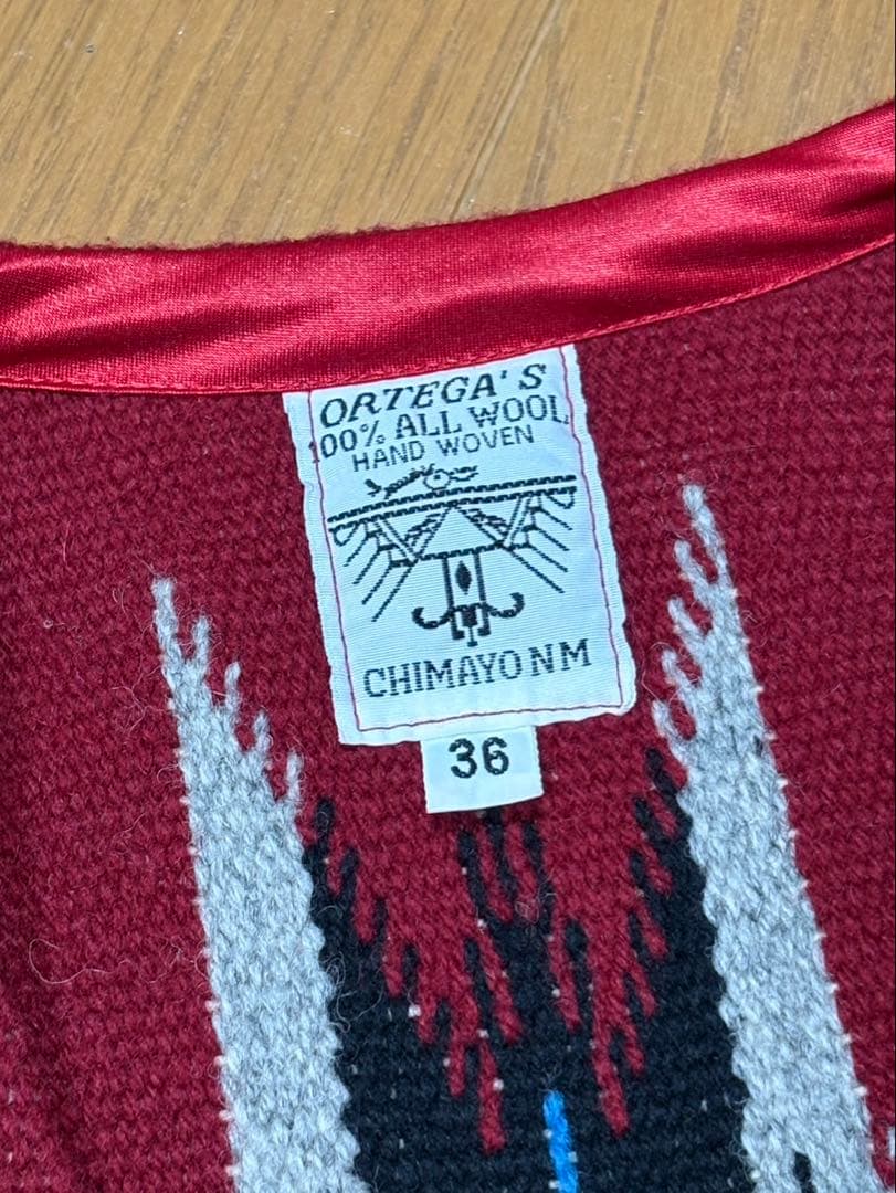 ORTEGA'S ウールベスト 36 オルテガ チマヨベスト 古着 アメカジ 赤