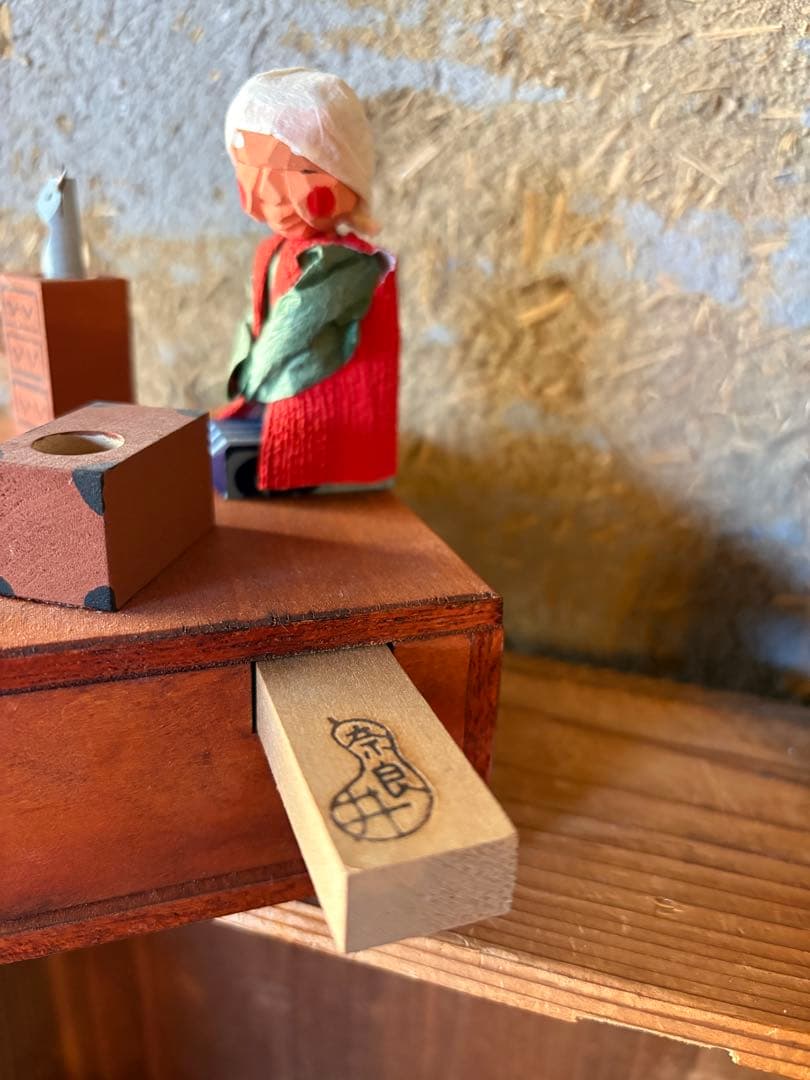 廃絶希少！奈良井宿 藤屋 中西康二作からくり玩具【びっくりねずみ】民芸・郷土玩具