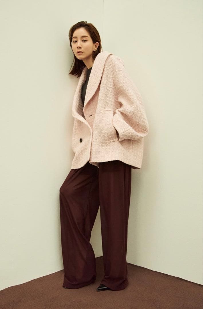 CLANE MINAMI TANAKA オーバーツイードコート ピンク 0