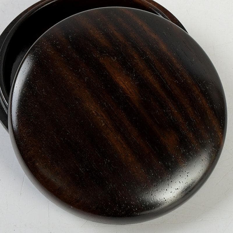 茶道具　挽物師　古川昭二作　人吉挽物　黒柿香合　共箱　V　9409