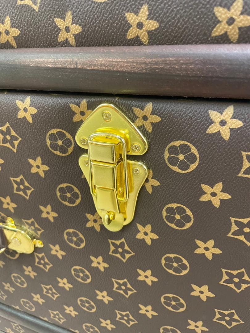 センターテーブル　モノグラム　トランク　テーブル　ガラス天板　引出し　収納　BR