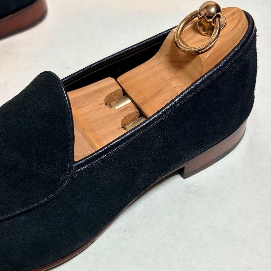 京都革靴老舗店EVANSオリジナル スエード スリッポン 黒 高級 ローファー