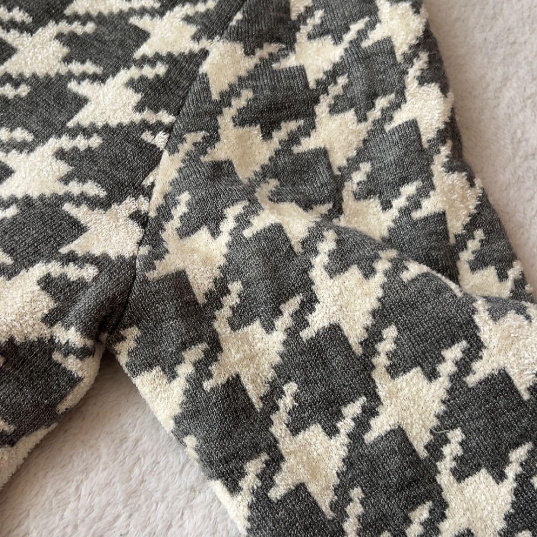 美品　ビームスゴルフ　ウール　セーター　千鳥　ニット　裏地付　防風　L