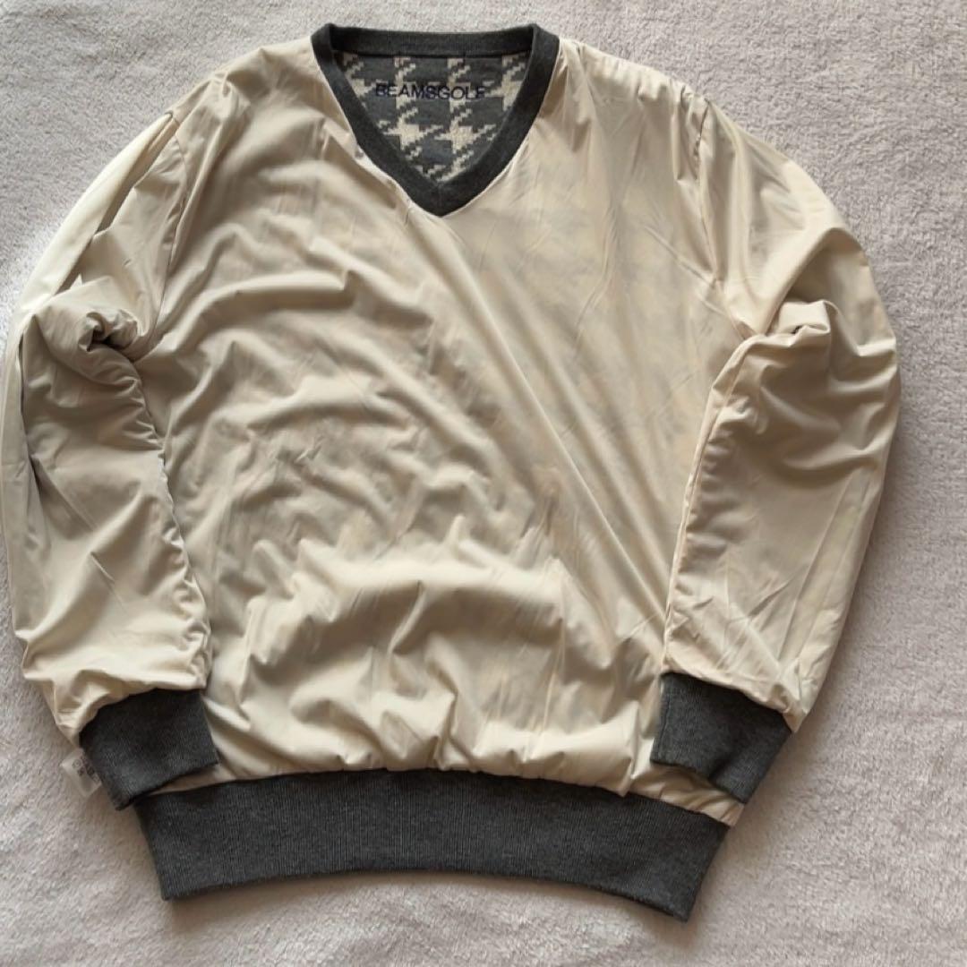 美品　ビームスゴルフ　ウール　セーター　千鳥　ニット　裏地付　防風　L