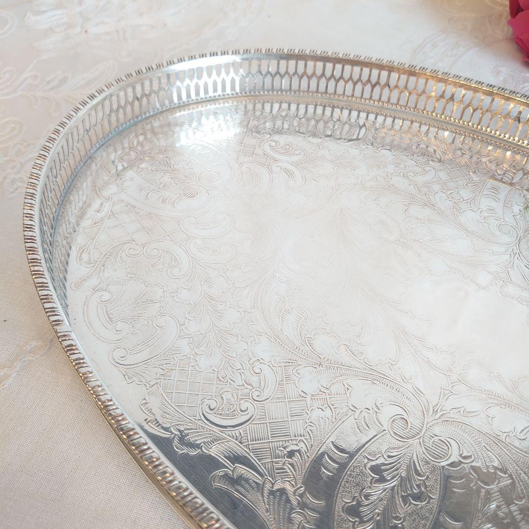 イギリス　アンティーク　シルバートレイ　シルバートレー　銀盆