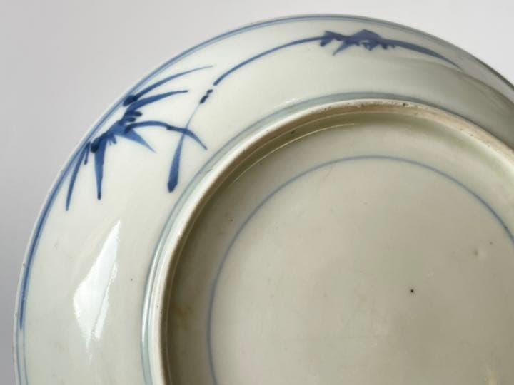 骨董　染付　吉祥文　三仙人図　五寸皿　古染付　青花