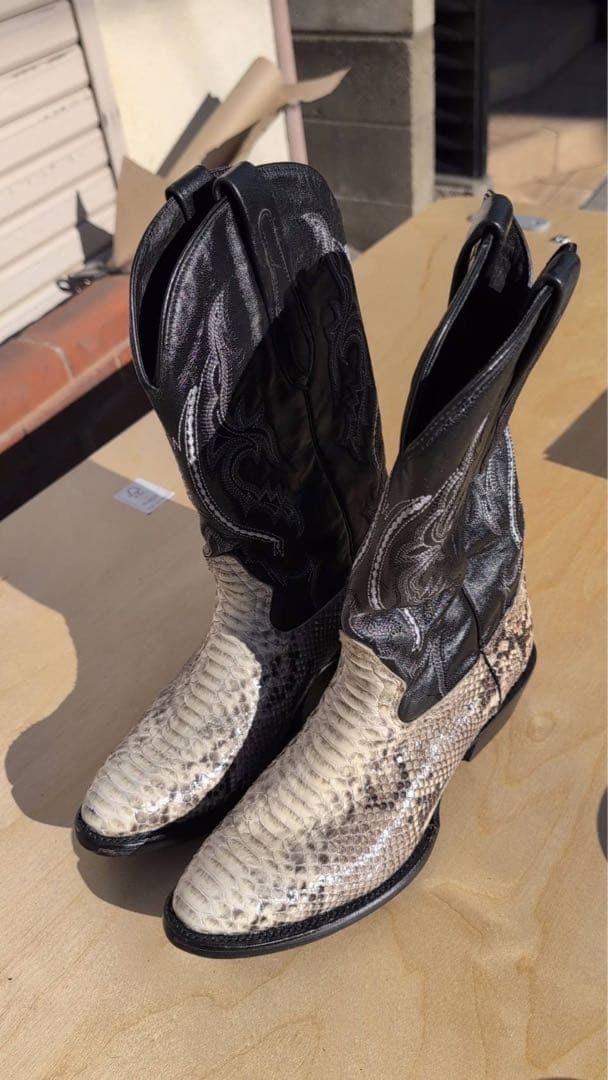 美品　メキシコ製 J.B. Dillonヘビ革メンズウエスタンブーツ 27cm