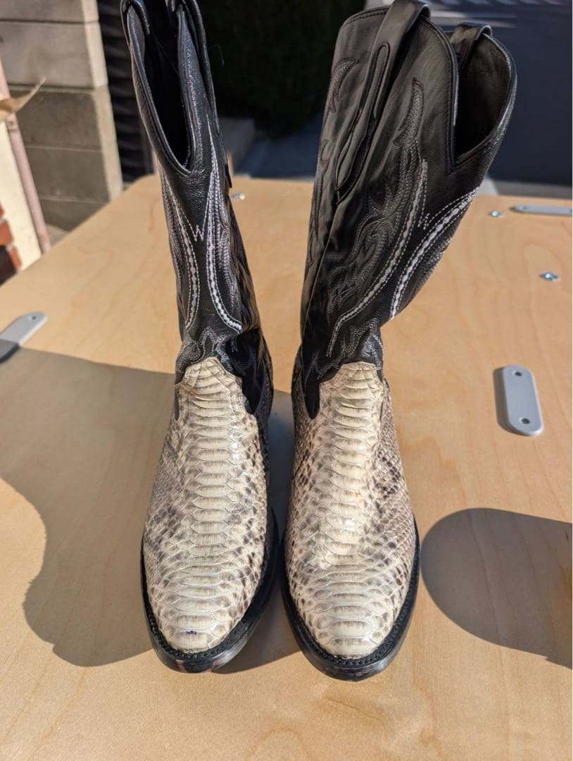 美品　メキシコ製 J.B. Dillonヘビ革メンズウエスタンブーツ 27cm