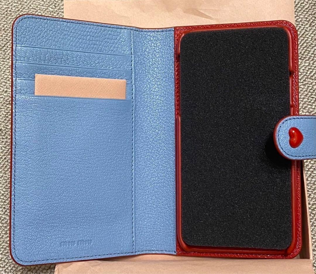 新品未使用★miumiu ミュウミュウ iPhoneケース手帳型ブルー正規品