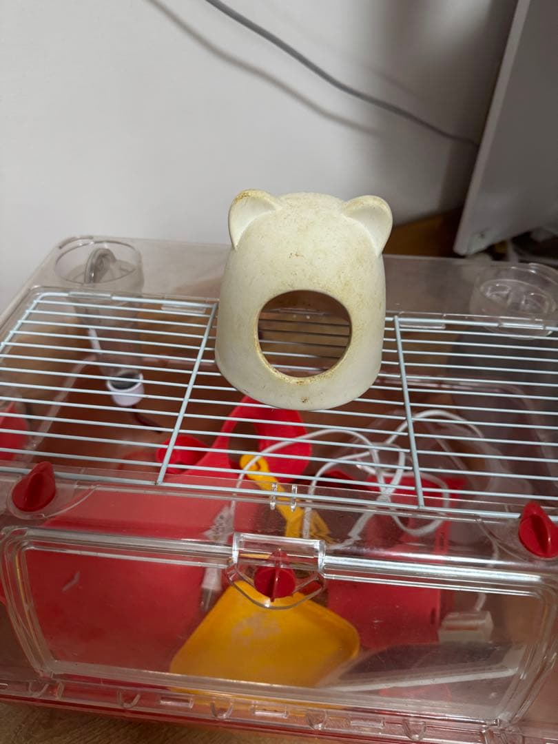 小動物用ケージ 赤 透明