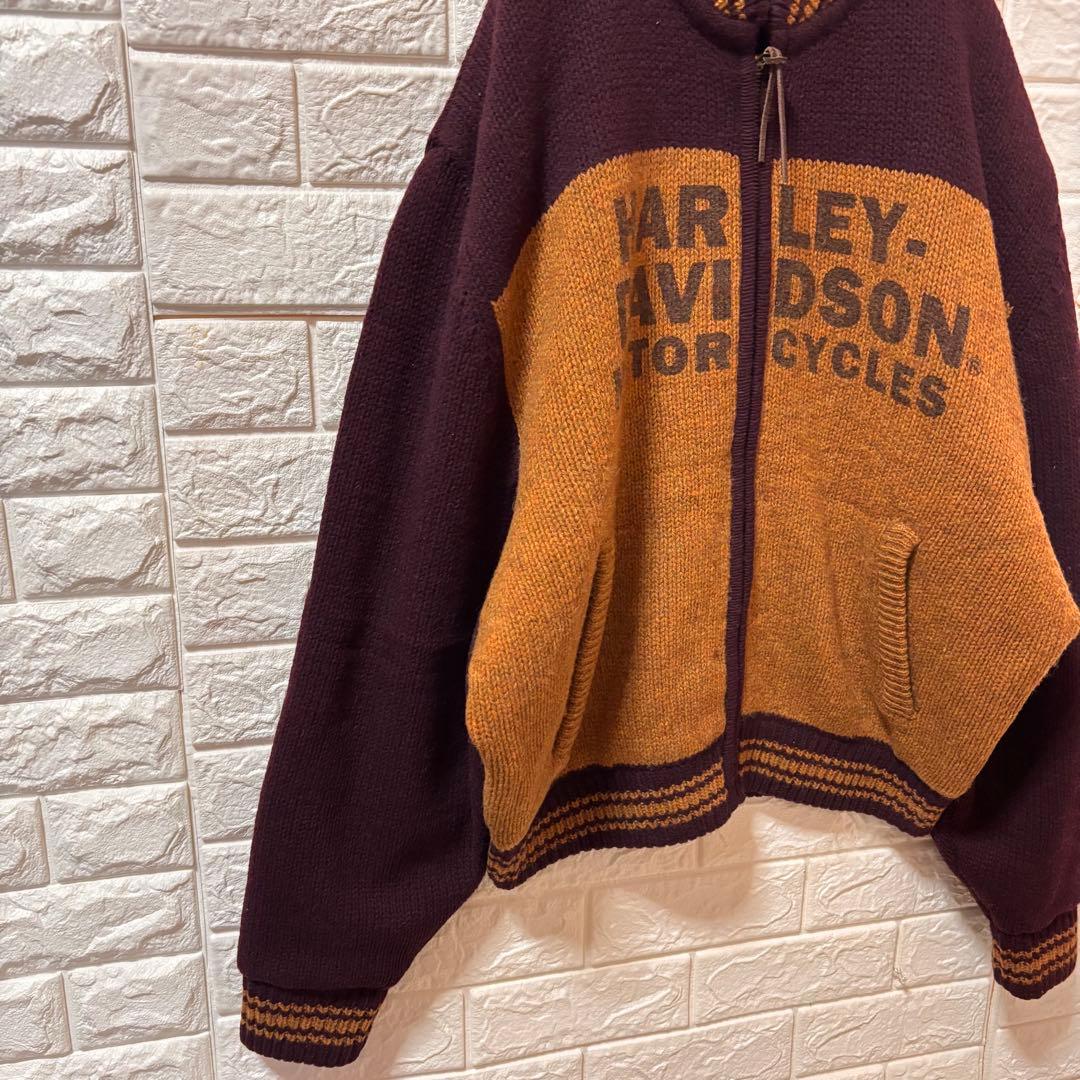 ハーレーダビッドソン ウールニット カウチンニット ニットブルゾン ヴィンテージ