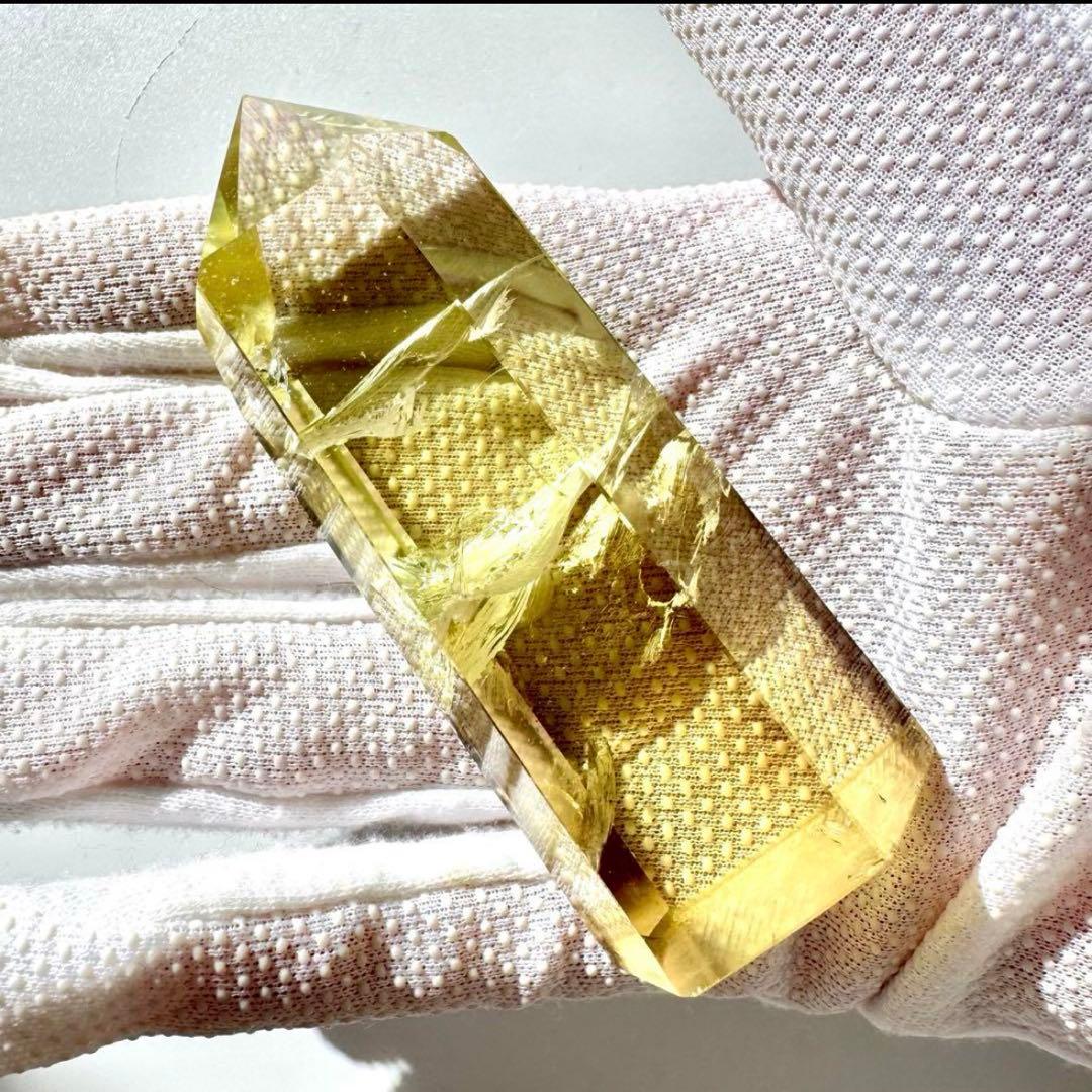 高品質 高透明 シトリン 黄水晶 六角柱